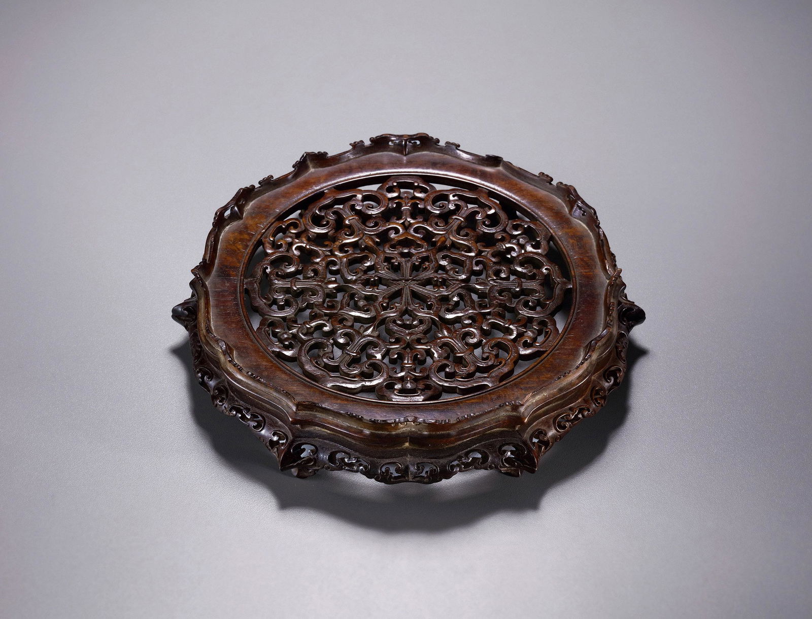 A ZITAN 'RUYI' VASE HOLDER Qing Dynasty (1 of 1)