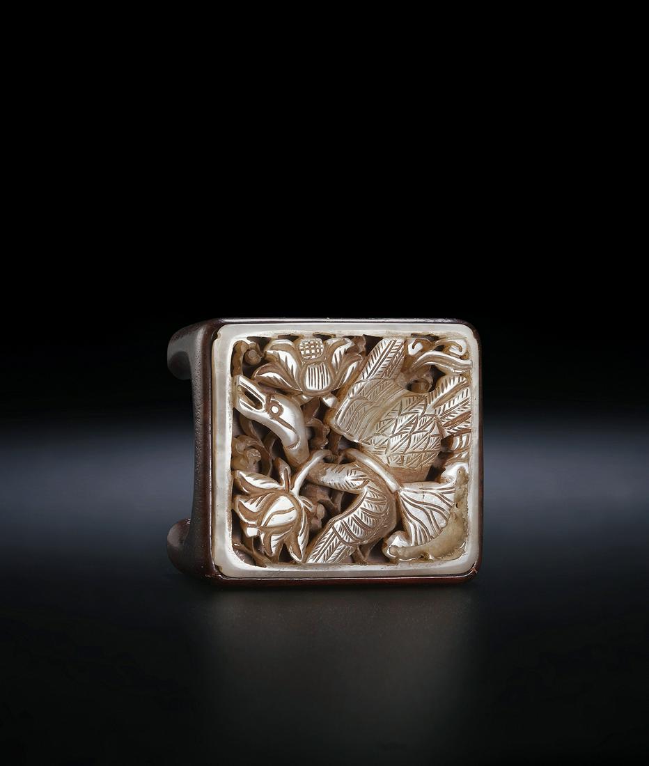 A WHITE JADE 'LOTUS POND' REST OF INK Yuan Dynasty (1 of 1)