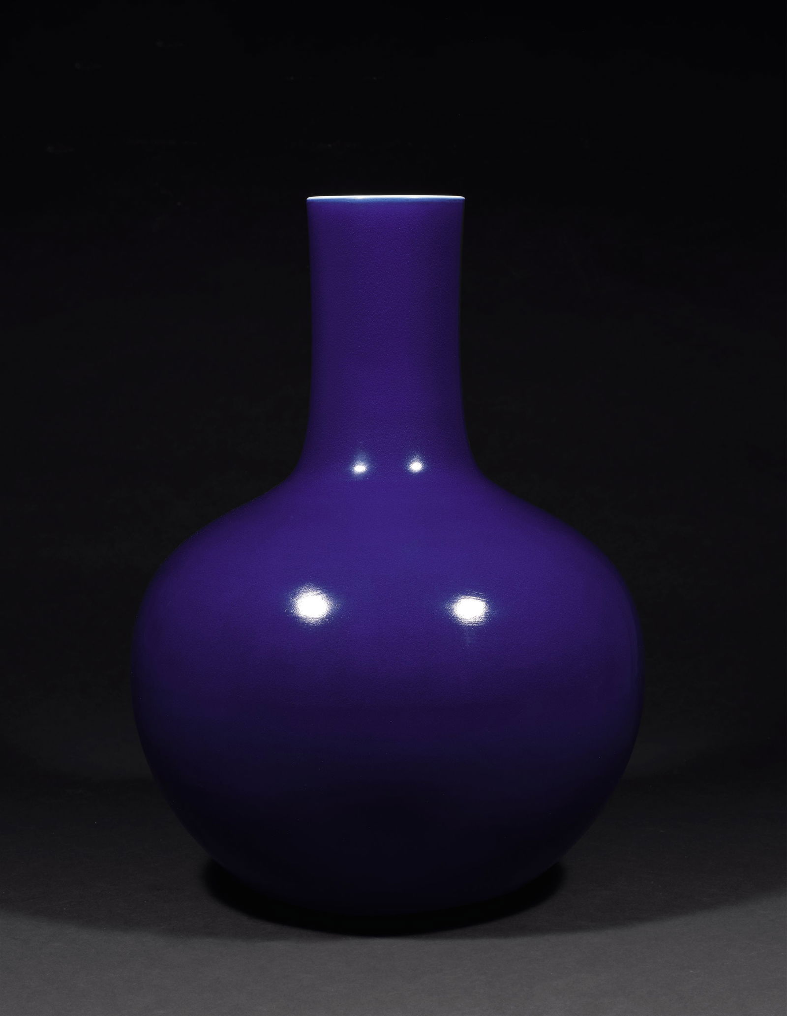 A Blue-glazed Bottle Vase: Mark and Period of Qianlong, Qing Dynasty