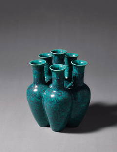 A Robin's Egg-glazed Conjoined Vase: Mark and Period of Qianlong, Qing Dynasty