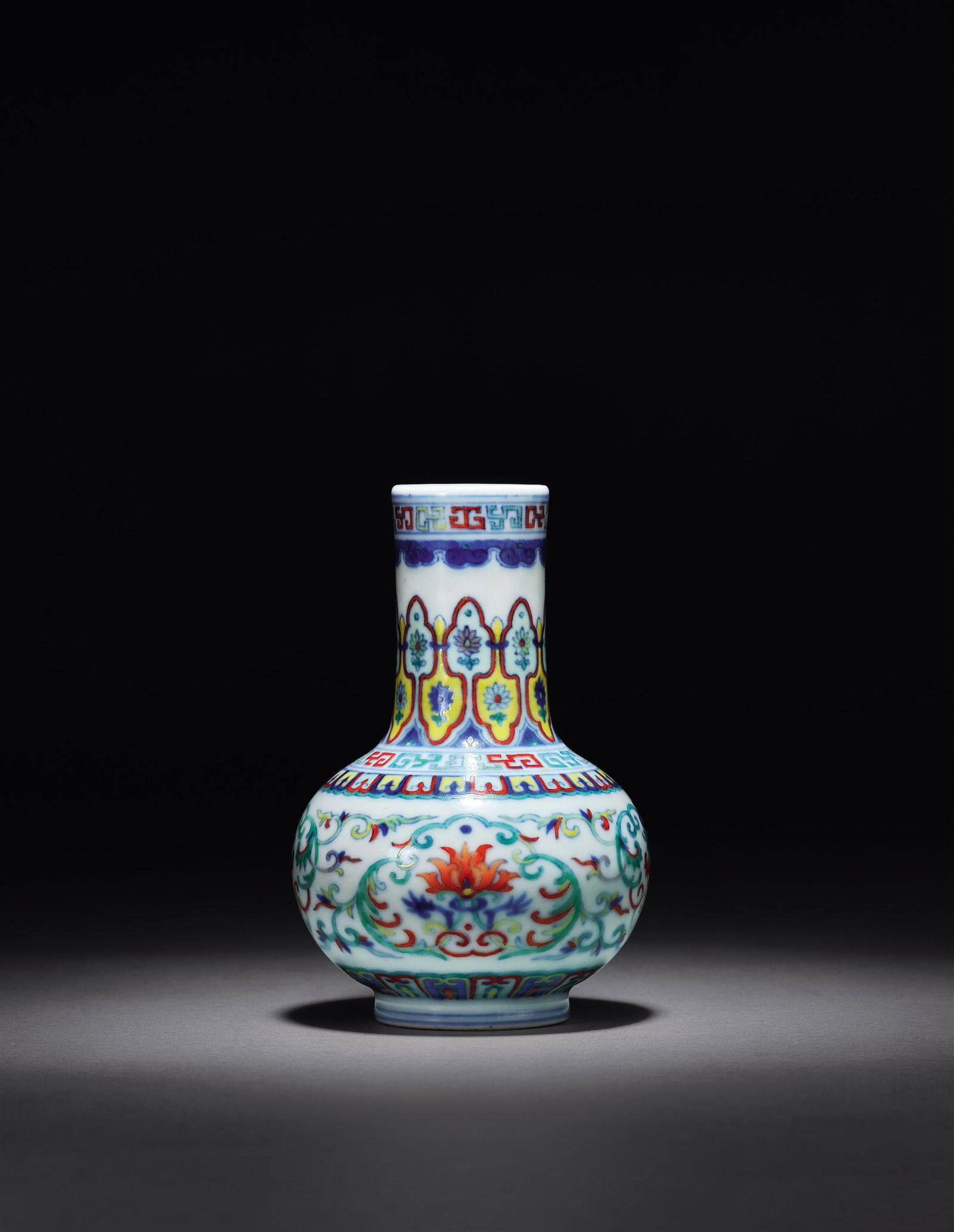 A Doucai Mallet-shaped Vase with Sacred Lotus Motifs (1 of 1)