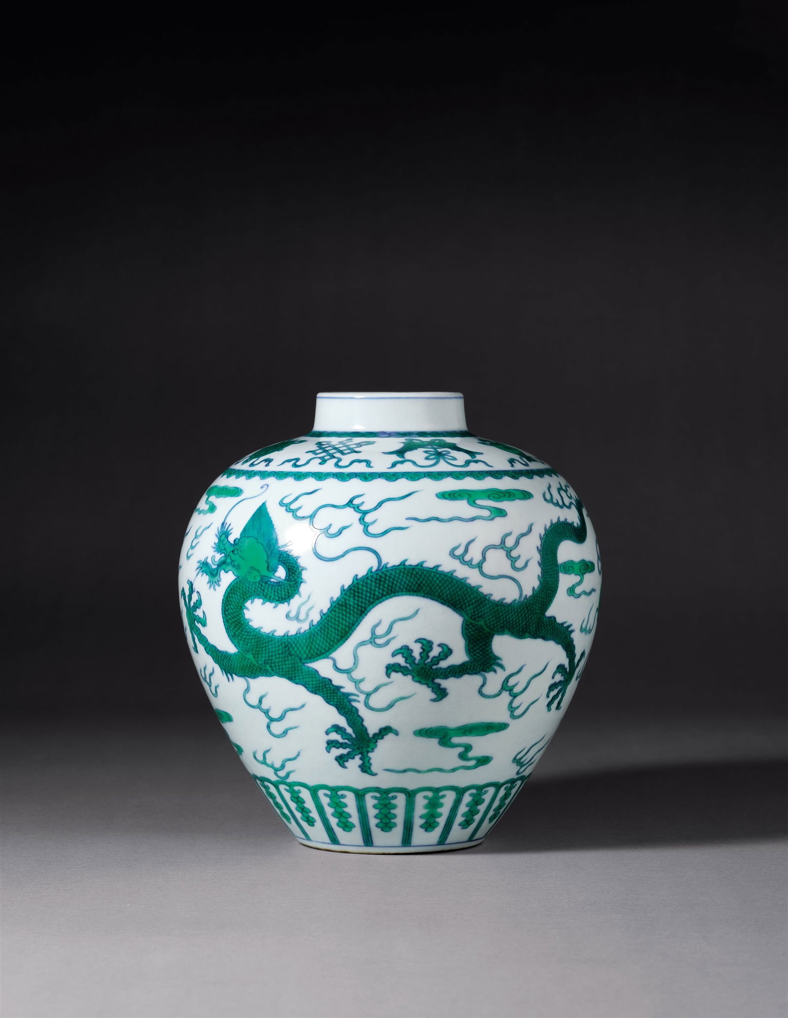 A Doucai Jar with Eight Buddhist Emblems and Green-Dragon Motifs (1 of 1)