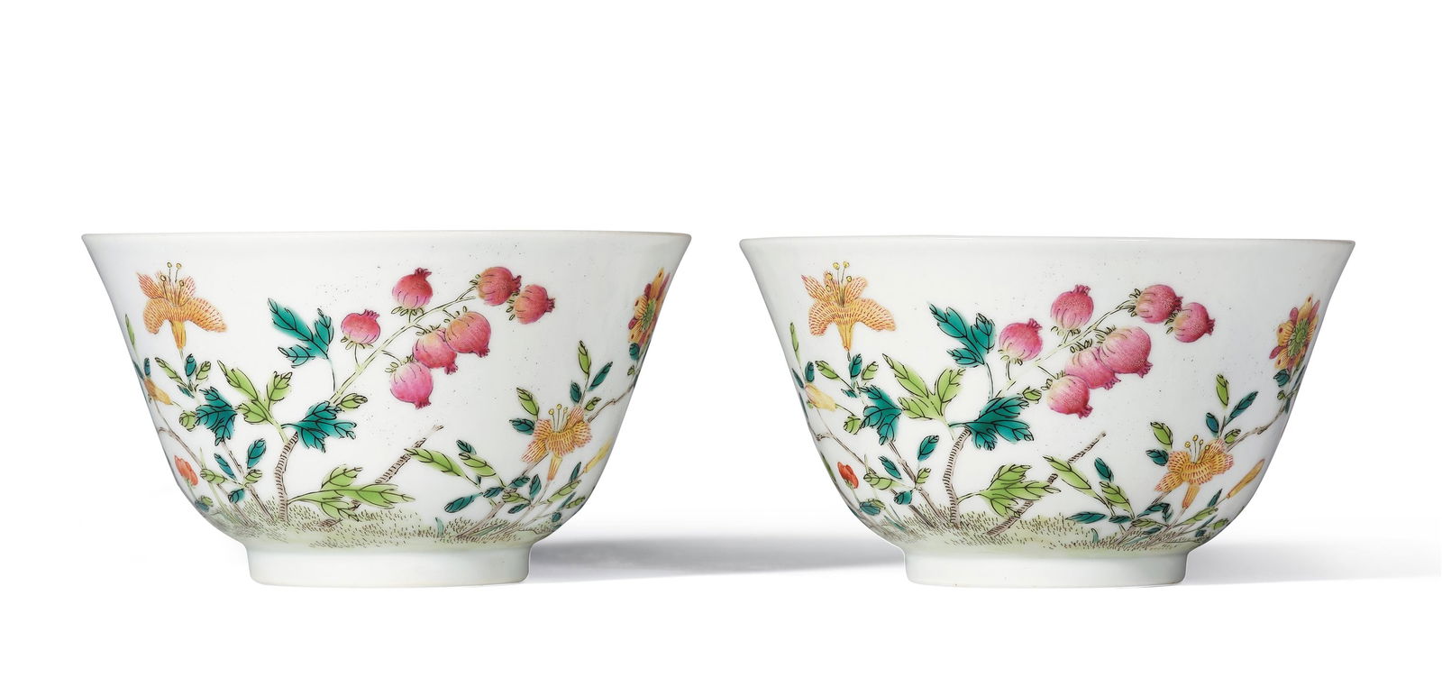 A Pair of Famille-Rose Floral Bowls (1 of 1)