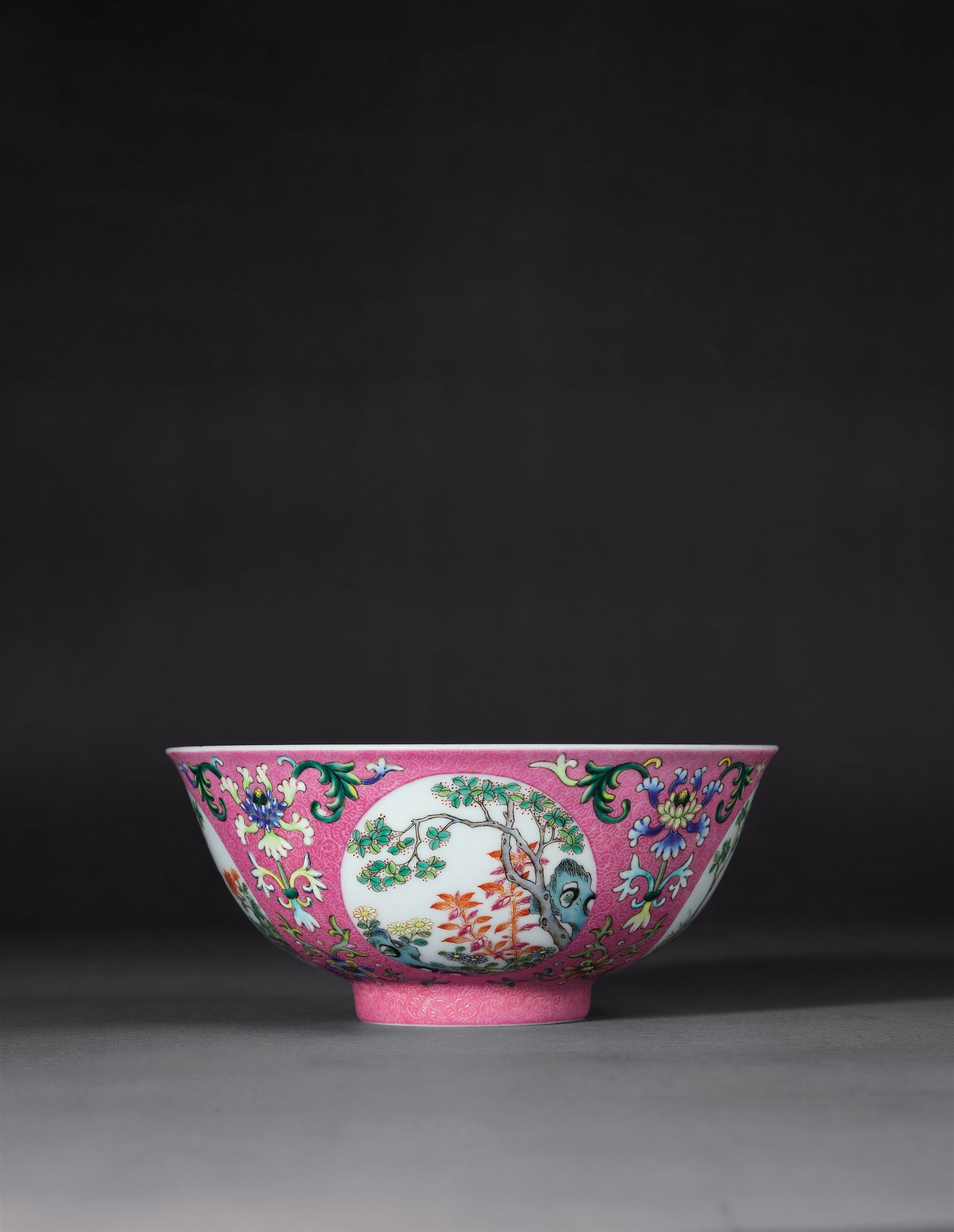 A BLUE-AND-WHITE AND YANGCAI BOWL WITH ??MOON RABBIT AND OSMANTHUS??: Mark and Period of Daoguang, Qing Dynasty