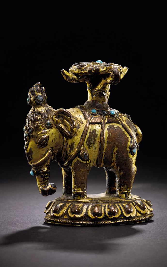 Gilt Bronze Elephant Incense Burner: Period of Xuande, Ming Dynasty