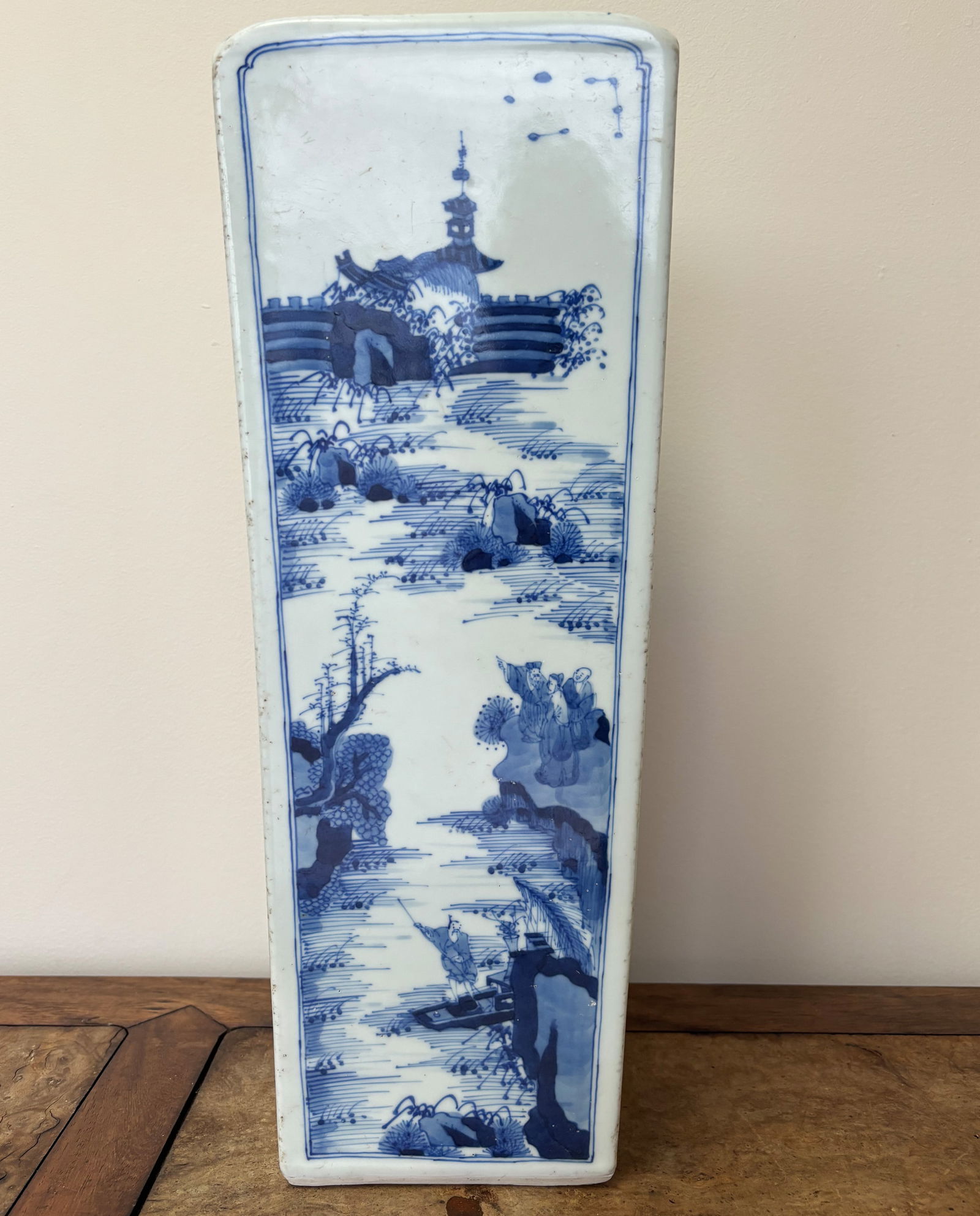 A Blue and White 'Chi Bi Fu' Square Vase, Qing Dynasty Kangxi Period (1 of 17)