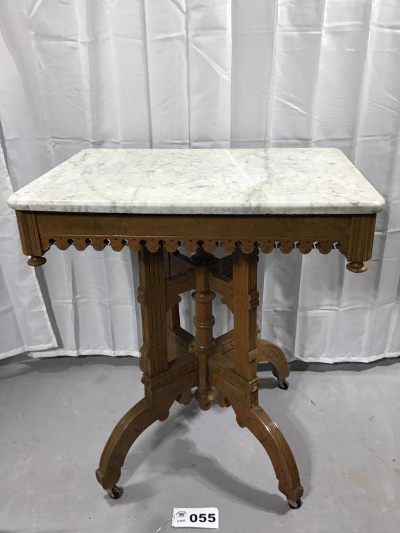 WOODEN TABLE WITH MARBLE TOP (1 of 3)
