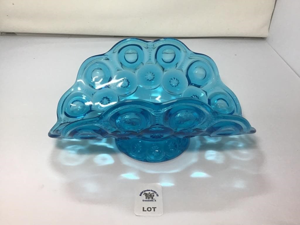 L E SMITH VINTAGE BLUE GLASS MOON & STARS BANANA (1 of 1)