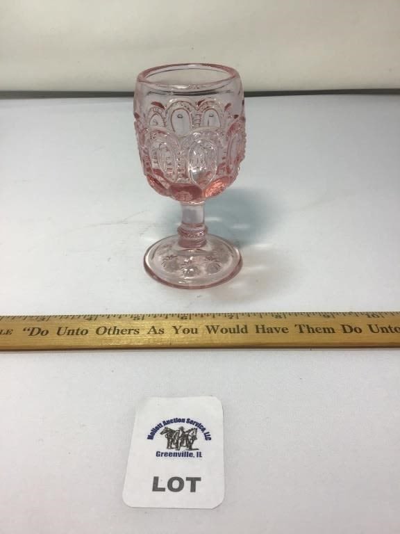 L E SMITH VINTAGE MOON & STARS LIGHT PINK GOBLET: L E SMITH VINTAGE MOON & STARS LIGHT PINK GOBLET