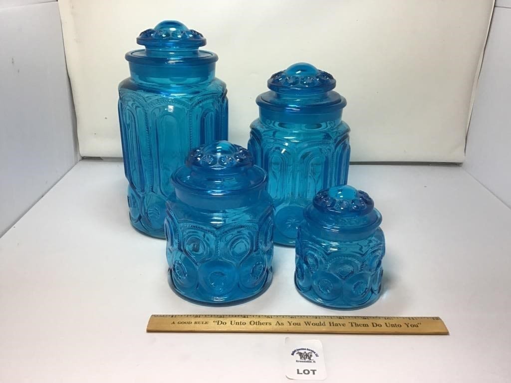 L E SMITH VINTAGE MOON & STARS DEEP BLUE 4 pc (1 of 1)