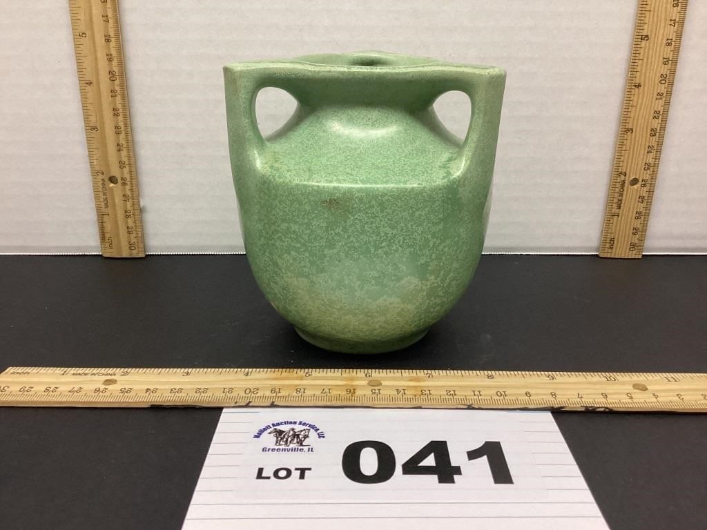 GREEN THREE HANDLE POTTERY NO MARKINGS: GREEN THREE HANDLE POTTERY NO MARKINGS