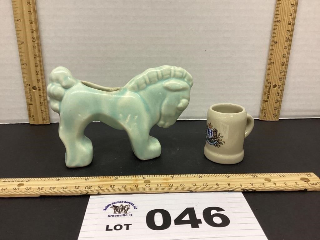 SMALL HORSE POTTERY PLANTER / MINI SOUVENIR MUG: SMALL HORSE POTTERY PLANTER / MINI SOUVENIR MUG