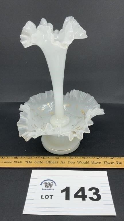 BRISTOL GLASS EPERGYNE 2 pcs 9 in: BRISTOL GLASS EPERGYNE 2 pcs 9 in