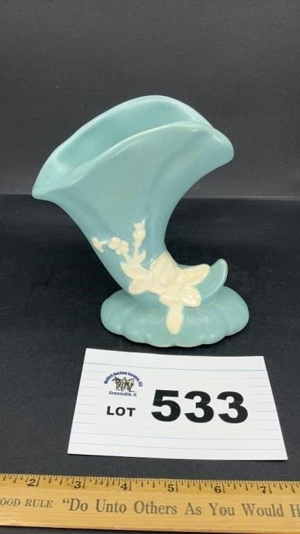 WELLER 6.5 inch HORN VASE: WELLER 6.5 inch HORN VASE