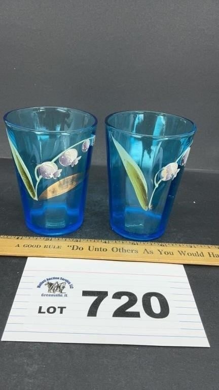 HAND PAINTED VICTORIAN TUMBLERS: HAND PAINTED VICTORIAN TUMBLERS