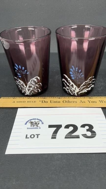 HAND PAINTED VICTORIAN TUMBLERS: HAND PAINTED VICTORIAN TUMBLERS