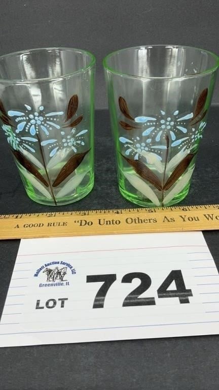 HAND PAINTED VICTORIAN TUMBLERS: HAND PAINTED VICTORIAN TUMBLERS