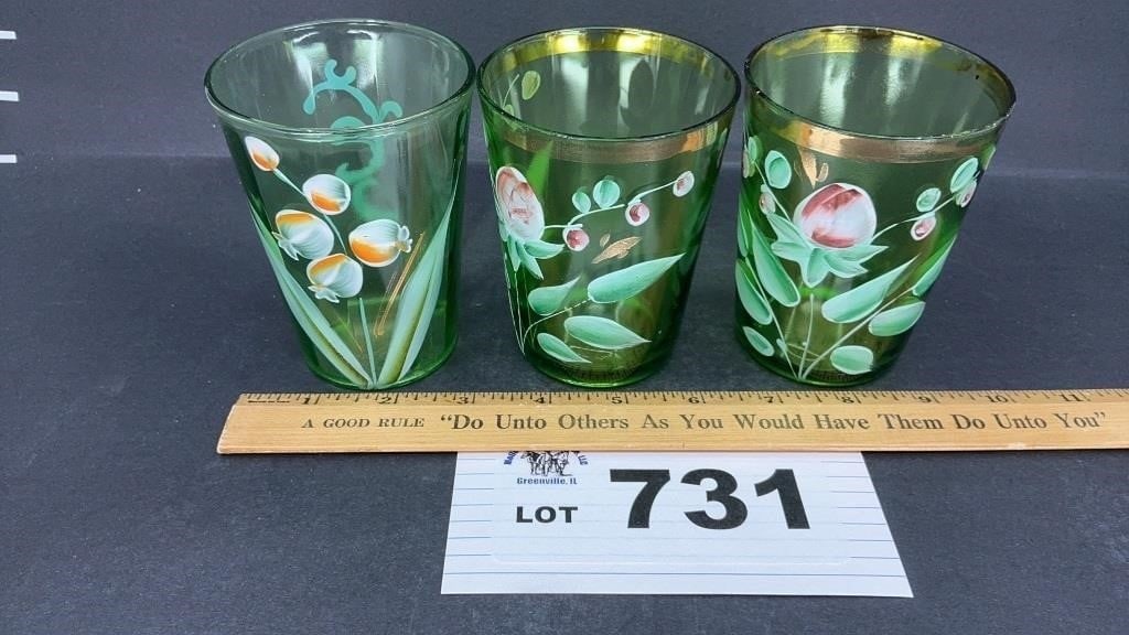 HAND PAINTED VICTORIAN TUMBLERS: HAND PAINTED VICTORIAN TUMBLERS