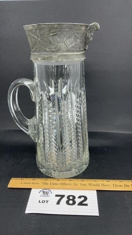 DUNCAN MILLER MARTI GRAS PITCHER, 12 INCHES TALL: DUNCAN MILLER MARTI GRAS PITCHER, 12 INCHES TALL