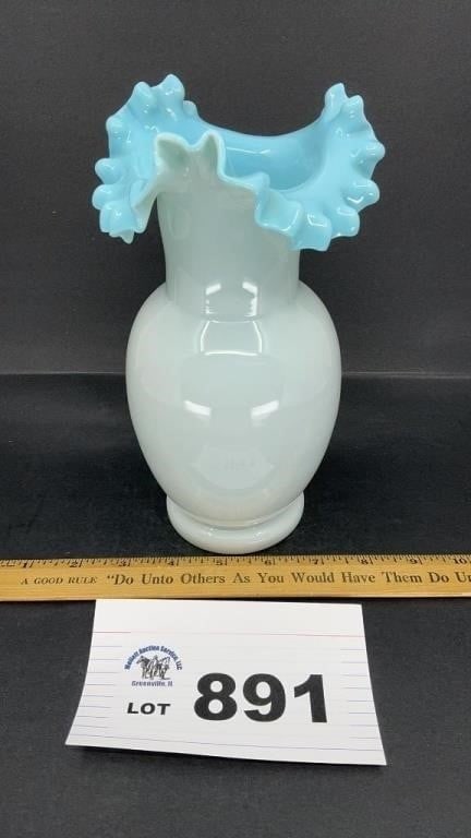 FENTON BLUE CREST 9 inch VASE (1 of 2)