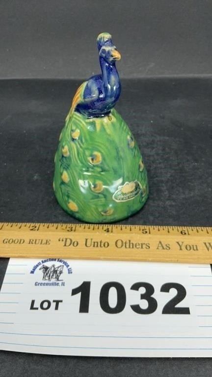 ROSEMEADE PEACOCK GLASS BELL: ROSEMEADE PEACOCK GLASS BELL