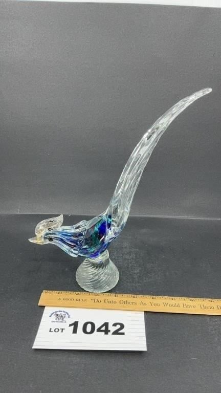 MURANO GLASS PHEASANT FIGURINE 10 inches tall: MURANO GLASS PHEASANT FIGURINE 10 inches tall