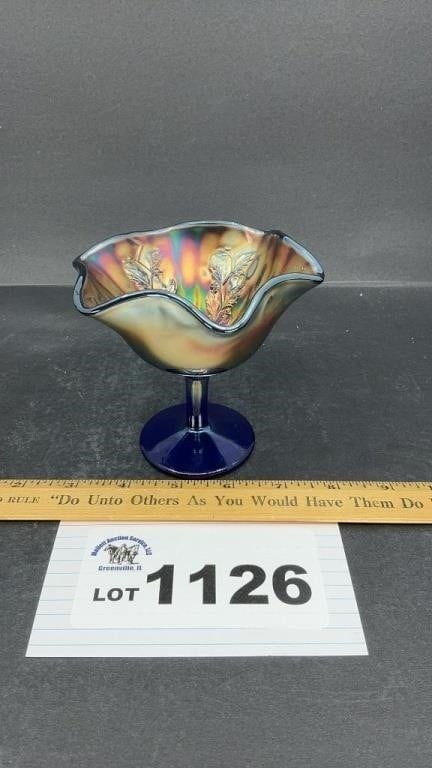 FENTON CARNIVAL GLASS 4 inch COMPOTE (1 of 2)