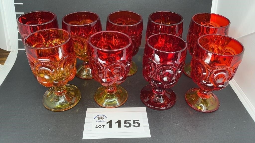 MOON & STARS AMBERINA WATER GOBLETS 9: MOON & STARS AMBERINA WATER GOBLETS 9