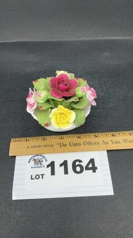 AYNSLEY FLORAL BASKET 3 inches tall (1 of 3)