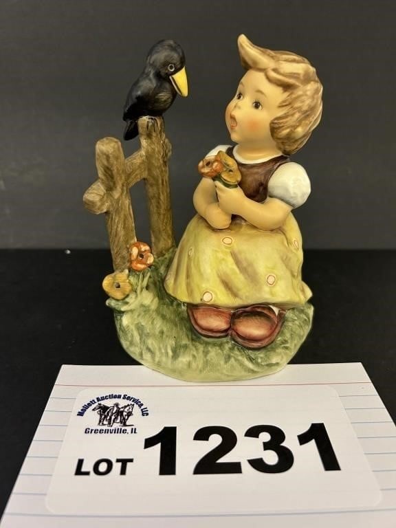 MJ HUMMEL GOEBEL FIGURINE - GIRL WITH BLACKBIRD (1 of 3)