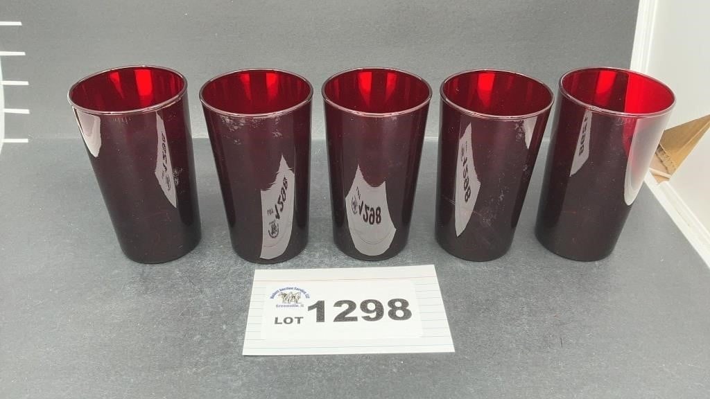 5 RUBY RED GLASSES: 5 RUBY RED GLASSES