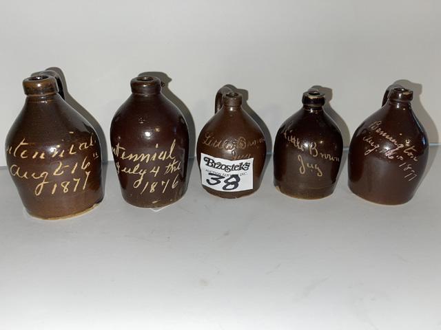 5 Miniature signed & date Brown jugs (1 of 2)
