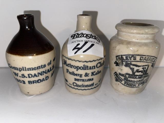 2 Stoneware Miniature Advertising Jugs & 1 Crock (1 of 2)