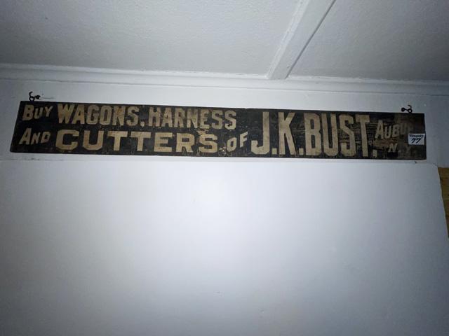 Buy Wagon, harness & Cutters of J.K.Bust, Auburn, NY Sign-single sided (1 of 2)