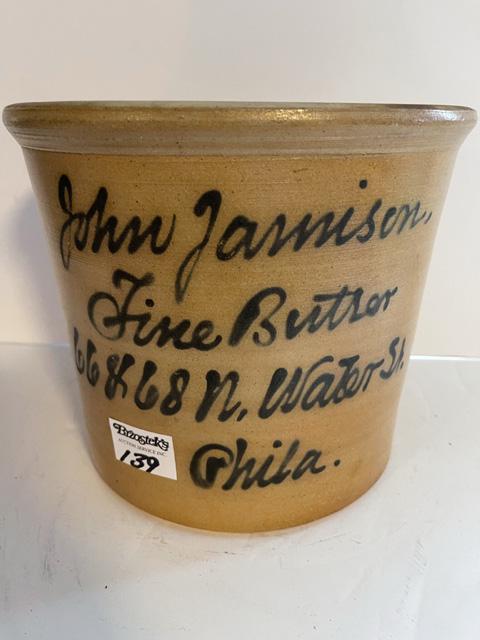 1 gal. Advertising Crock-John Jamison Fine Butter Philadelphia Stoneware Crock (1 of 6)