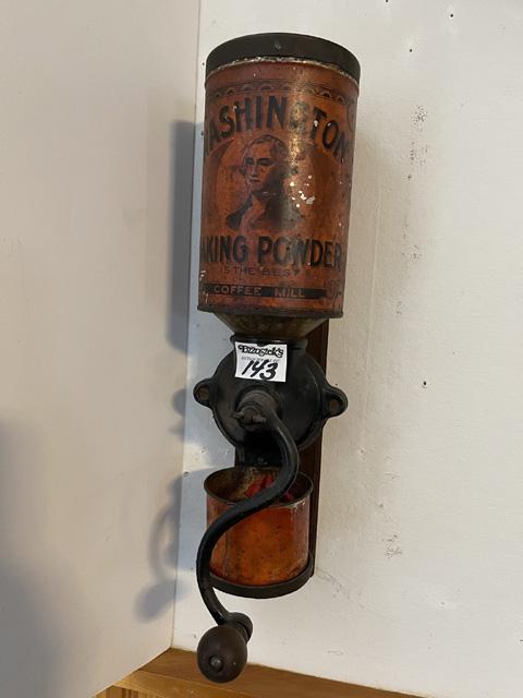 Washington Baking Powder Advertising Cast Iron Wall Coffee Mill (1 of 2)