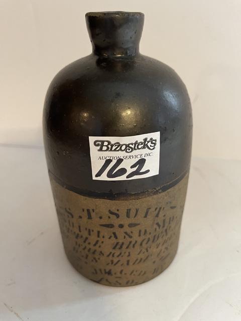 Brown 1 Qt. Advertising jug S.T. Suit, Suitland, Maryland This Little Brown Jug, The Whiskey in this (1 of 5)