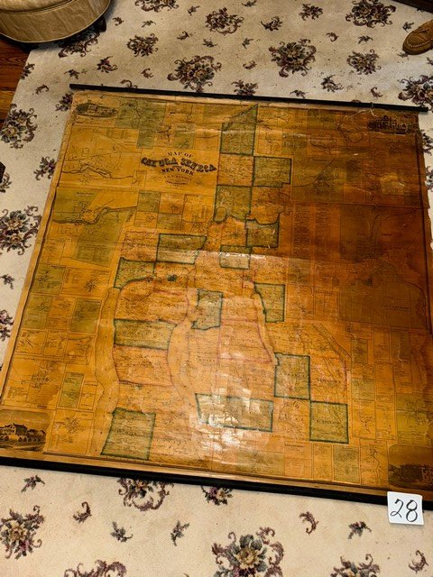 Antique Seneca-Cayuga Wall map 1859 by Arz Dawson, Philadelphia: Antique Seneca-Cayuga Wall map 1859 by Arz Dawson, Philadelphia, 60"w x 60"h