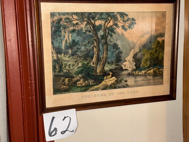 The Home of the Deer Currier & Ives, Med. Folio overall: The Home of the Deer Currier & Ives, Med. Folio overall, 19"w x 14"h