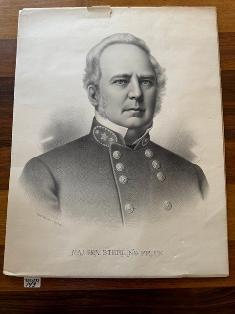 Maj. Gen. Sterling Price Kurz & Allison Black & White Confederate General, unframed: Maj. Gen. Sterling Price Kurz & Allison Black & White Confederate General, unframed, 20"w x 26"h