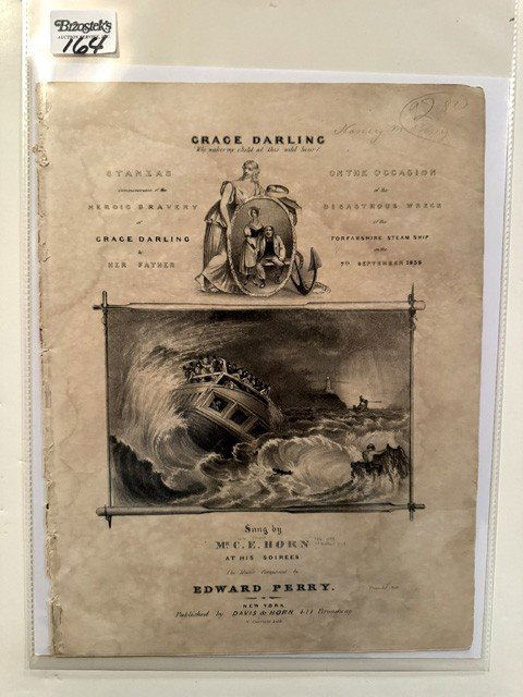 Grace Darling Sheet Music with B & W engraving, unframed: Grace Darling Sheet Music with B & W engraving, unframed, 10"w x 13.5"h