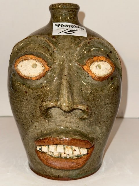 REDMEN 2008 FACE JUG, 8"H: SIGNED REDMEN, EDGEFIELD, SC