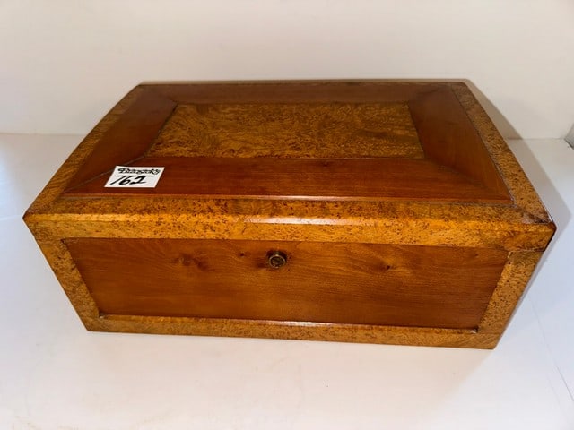 CHERRY & BIRDSEYE MAPLE MAPLE INLAID BOX, 14.5"W X 9.5"D X 6"H (1 of 3)
