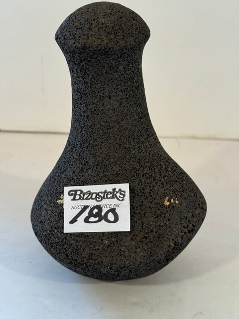 HAWAIIAN LAVA ROCK POI POUNDER, 4" DIA. X 6.5"H: 4" DIAM. X 6.5"H