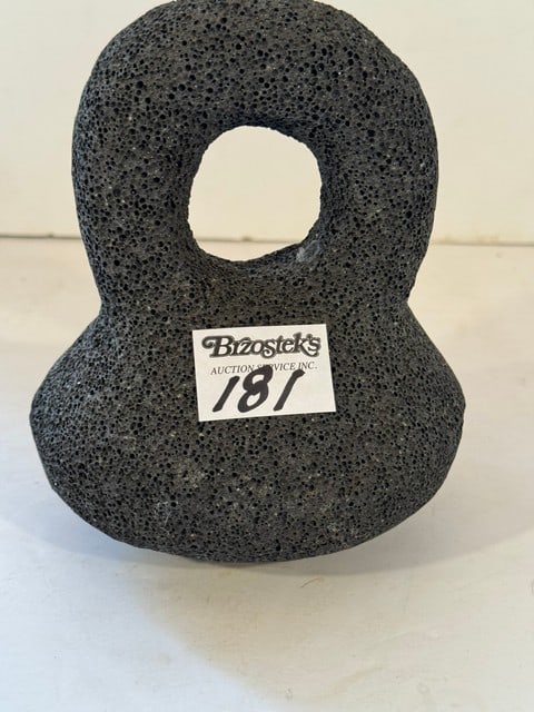 HAWAIIAN LAVA ROCK POI POUNDER: W/CIRCULAR HANDLE