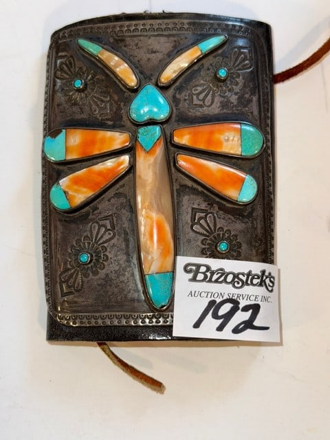 LEATHER & HAND TOOLED SILVER & TURQUOISE KETOH WRIST GUARD (1 of 2)