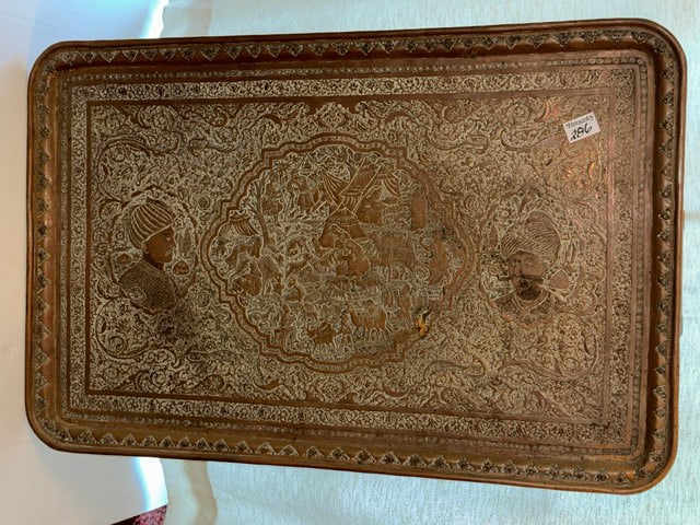 ENGRAVED BRASS TRAY, 34.5"L X 22.5"W (1 of 6)