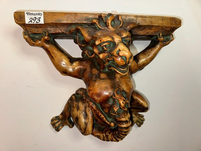 PLASTER OF PARIS GARGOYLE WALL SHELF (1 of 3)