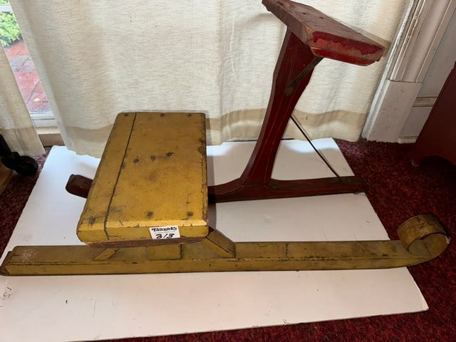ANTIQUE WOODEN SIT SLEDS - PAIR: PR. OF ANTIQUE WOODEN SIT SLEDS