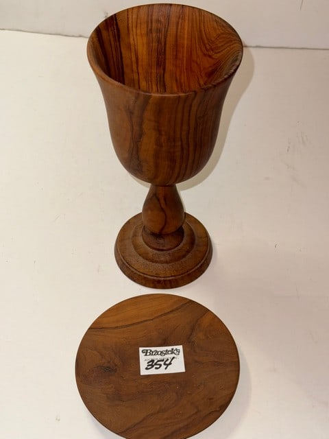 1979 SPELLO ITALY: CARVED WOODEN CHALICE AND 1983 PATTEN